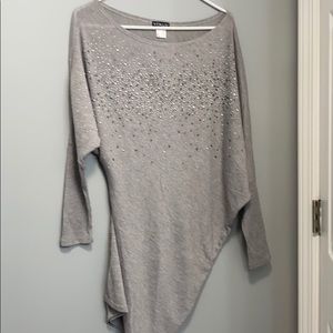 Venus grey tops with beads across the chest area